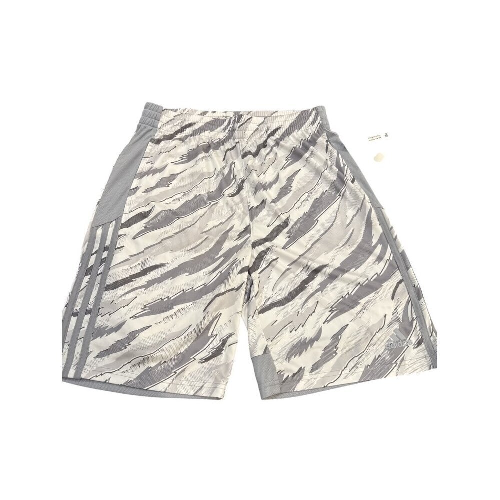 Adidas Boys XL White/Gray Camo Recycled Poly Shorts With Elastic Waistband NWT